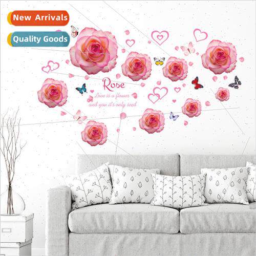 SK7175 Pink Love Roses Wall Stickers Bedroom ving Room Cabin