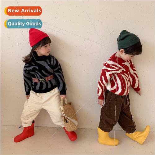 2023 winter Korean  of the new boys and girls animal striped