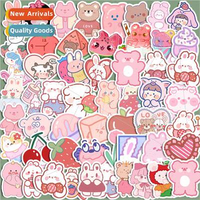 ins cute bear rabbit expression handbook stickers pink color