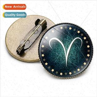 Gemstone Badge Leo gns Aries Time Vintage Zodiac Creative