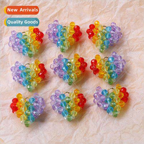 Small fresh colorful woven glass beads crystal beads peach h