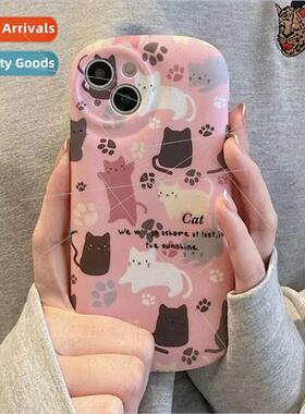 ins cartoon pink cat 适用 iPhone 13/14ProMax niche 12 phone