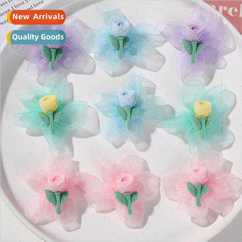 Cute childrens hair accessories velvet tulip mesh flowers di