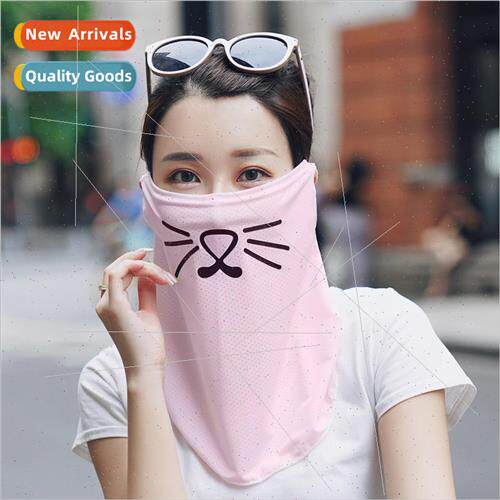 Spring and summer new ice silk sun mask female outdoor sport