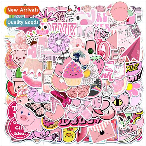 100 pink fresh graffiti stickers suitcase water cup computer