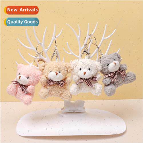 Cute cartoon mini bow tie bear short plush doll toy bag car
