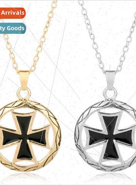 Gold Crusader Flower Cross Pendant Mens Necklace Apostolic G