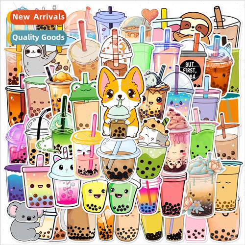 50 small fresh milk tea graffiti stickers cell phone case wa