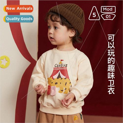 2024 Spring and Autumn new male baby cartoon round neck swea