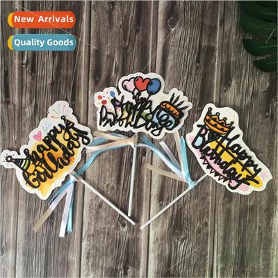 Ink Graffiti Happy Birthday Cake Insert Plaque Double Decora