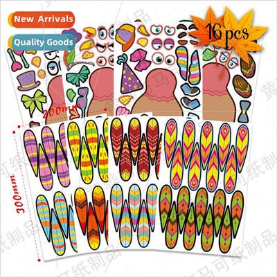Kids Thanksgiving Party Game Stickers Make Turkey Stickers T