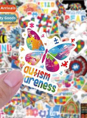 50 new cure autism doodle stickers notebook helmet waterproo