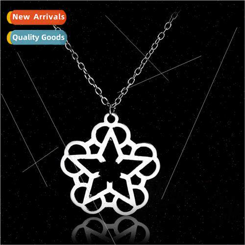 new rock band simple skeleton flowers pentagram pendant neck
