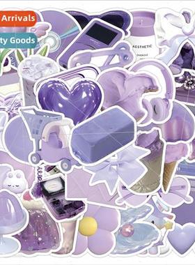 50 purple wind small objects stickers cute 3D cartoon decora