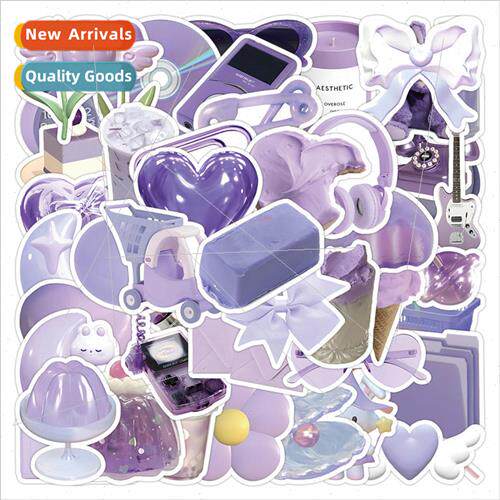 50 purple wind small objects stickers cute 3D cartoon decora