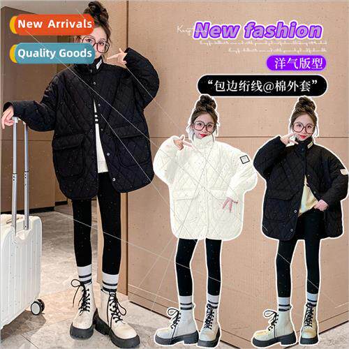 Girls cotton jacket 2023 fall and winter new Korean  of the
