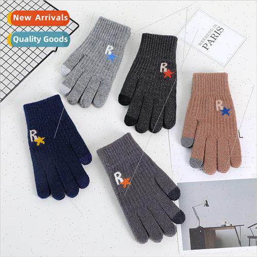 Mens Knitted Gloves Autumn and Winter Woolen Touch Screen Ou