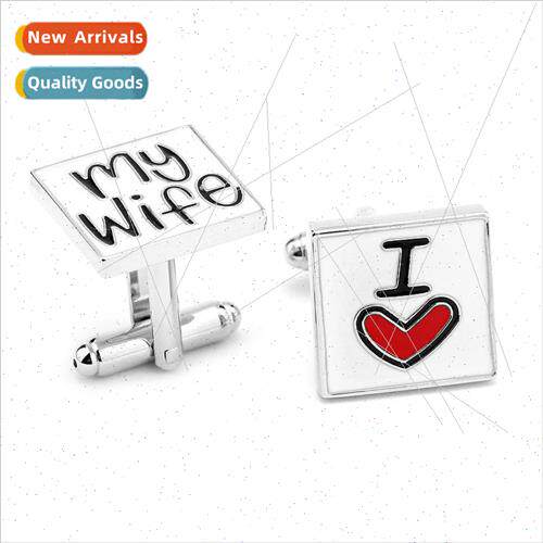 Jewelry I love my wife I love my wife letters metal cufflink