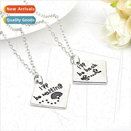 I will be waiting i will be back square couple necklace 适用