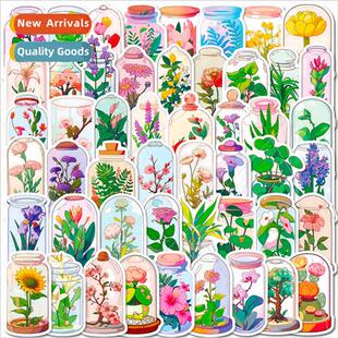 50 glass flower stickers bottle small world flowers handbook