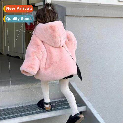 2022 Autumn and winter new girls fur coat temperament pink s