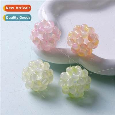 Korea cute colorful hollow ball diy handmade weaving beads h