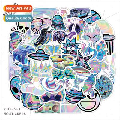 50 holographic laser cartoon graffiti stickers laptop mugs h