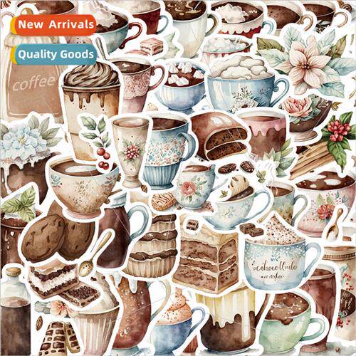 50 pcs of coffee afternoon tea decoration handbook stickers