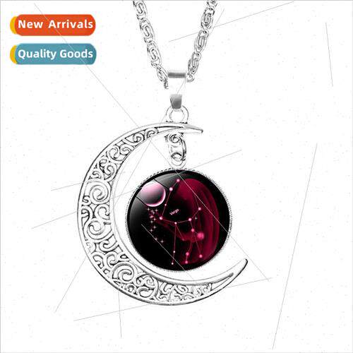 12 Zodiac gns Moon Necklace 12 Zodiac gns Time Gemstone Moon