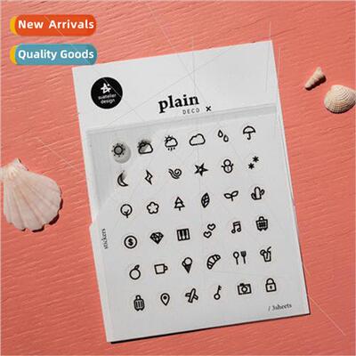 Black and White Weather Travel Icon Stickers Marking Accents
