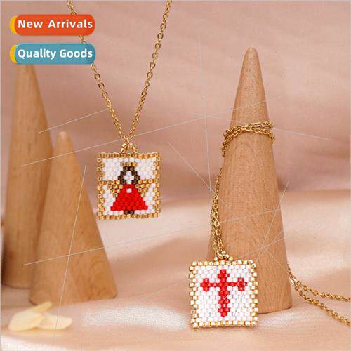 Wind Cross Stainless Steel Collarbone Chain Rice Beads Handm