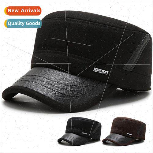 Middle-aged and elderly hat mens winter dad flat cap ear pro