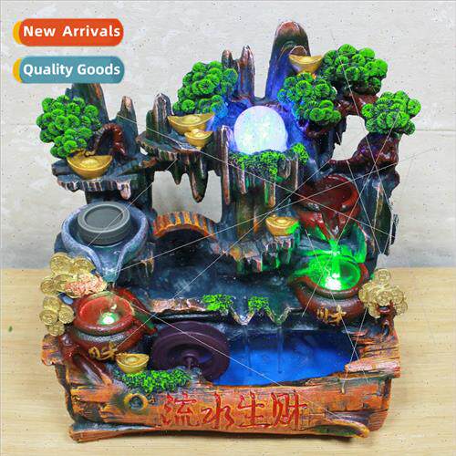 Large rockery running fountain feng shui wheel fish pond wat