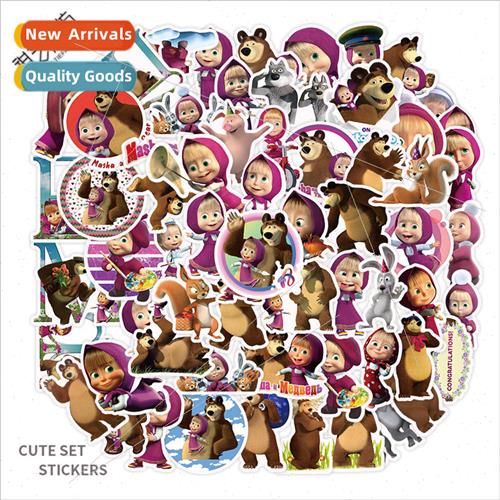 50 new cute cartoon childrens stickers Masha and bear decora