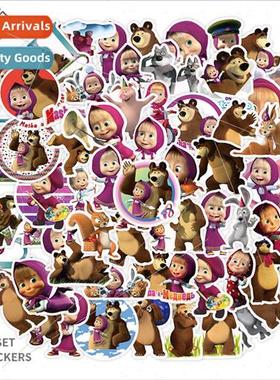 50 new cute cartoon childrens stickers Masha and bear decora