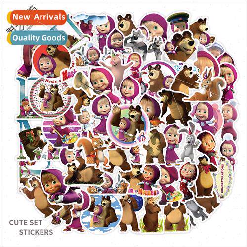 50 new cute cartoon childrens stickers Masha and bear decora