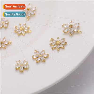 Plating 14K color preservation zirconia five petal flower su