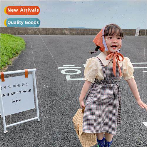 Girls 2022 summer new Korean  of the 适用eign- plaid dress b