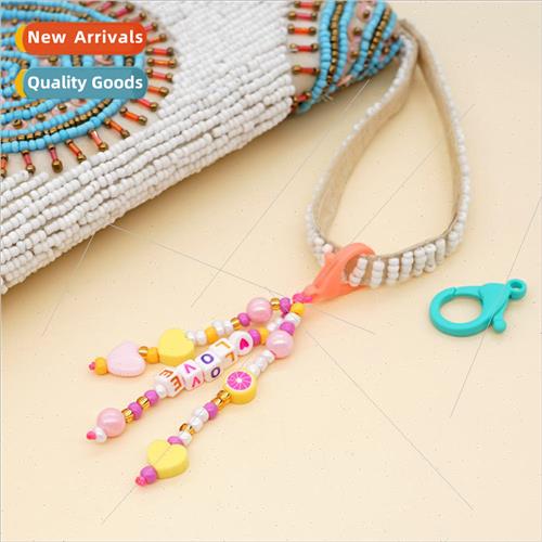 One Hand Acrylic Handmade Domestic Rice Beads Cell Phone Rop