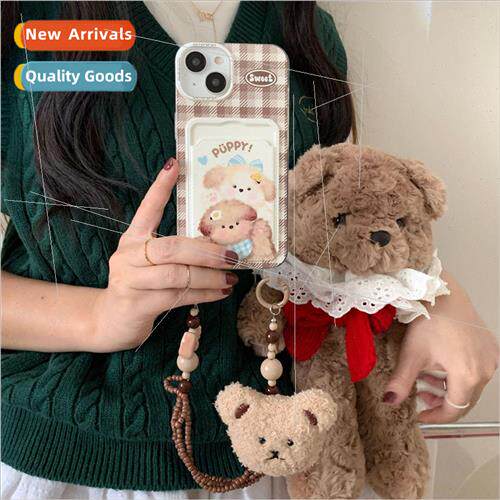 Cute plaid dog card case lanyard 适用 15ProMax Apple 14 phon
