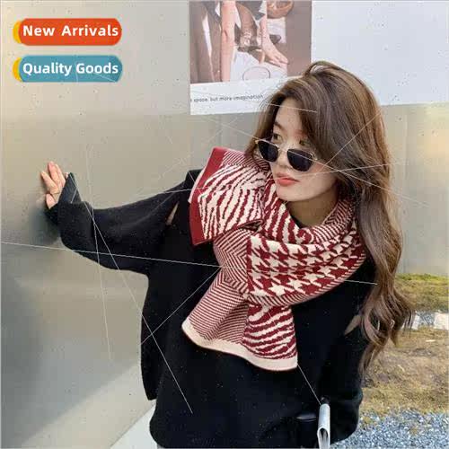 Winter thousand birds grid splicing shawl female double-side