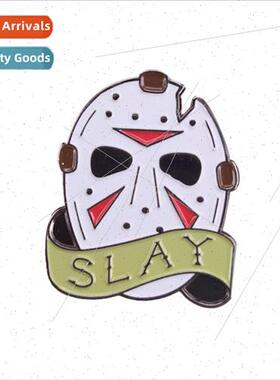 Baked Lacquer Brooch Black Friday Jason vorhees Badge Hallow