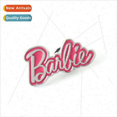 Girls Pink Barbie Barbie Brooch Alphabet Metal Badge Backpac