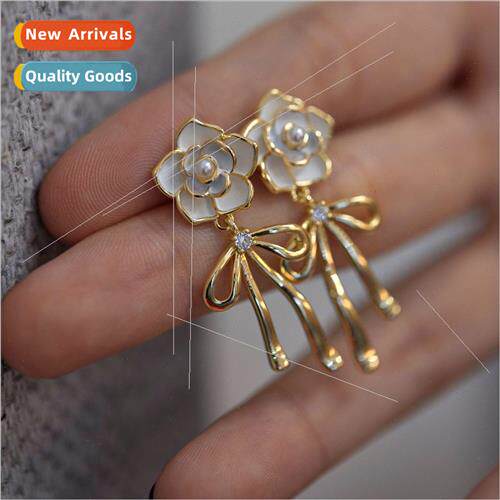 Camellia Bow Earrings Female Design ght xury Premium Feeling