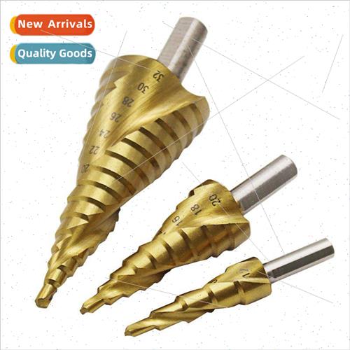 Triangle shank titanium plated spiral fluted step drill 4-32