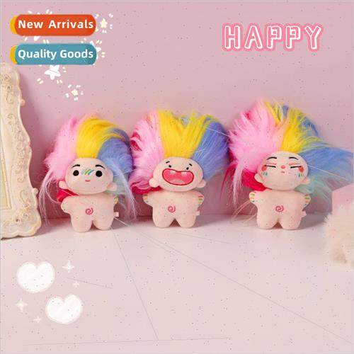Colorful fried hair cotton baby doll pendant plush keychain