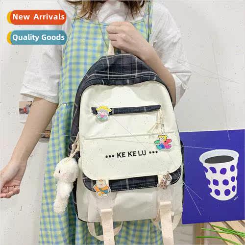 Color collision plaid schoolbag female new summer college wi