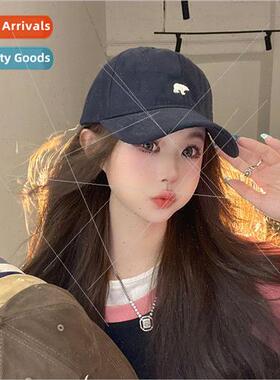 The new hat female polar bear embroidered baseball cap Korea