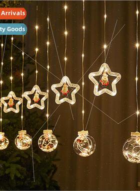 Santa Claus curtain lights circle ing ball Christmas e snowm