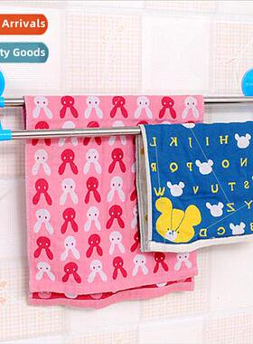 Creative bathroom -marking double rod towel rack suction cup
